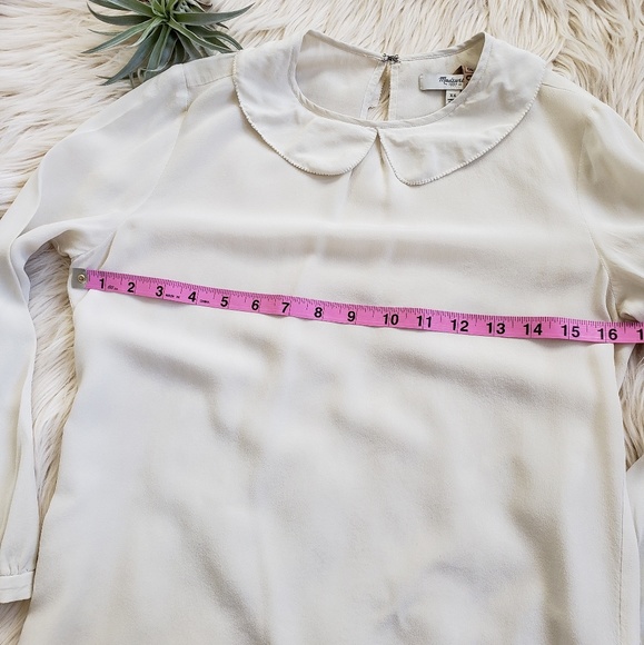 Madewell cream silk peter pan collar top XS - Picture 3 of 6